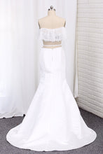 Load image into Gallery viewer, 2022 Prom Dresses Boat Neck Mermaid Satin &amp; Lace Two Pieces