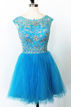 Load image into Gallery viewer, Homecoming Dresses 2022 Scoop Short/Mini Tulle Beaded Open Back