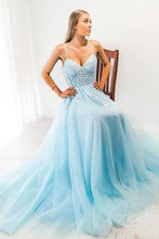 Load image into Gallery viewer, A-Line Spaghetti Strap Long Prom Dress With Appliques