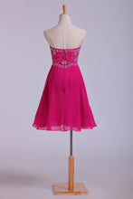 Load image into Gallery viewer, 2022 Splendid A Line Short Homecoming Dresses Beaded Bodice With Layered Chiffon Skirt