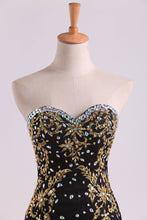 Load image into Gallery viewer, 2024 Pretty Sweetheart Prom Dresses Mermaid/Trumpet Floor-Length With Applique &amp; Beads
