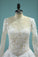 2022 Scoop A-Line Wedding Dresses Court Train Tulle With Applique Long Sleeves