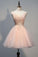 2024 A Line V Neck Tulle With Applique Short/Mini Homecoming Dresses