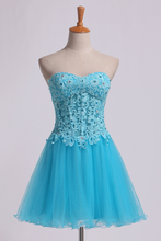 Load image into Gallery viewer, 2022 Homecoming Dress Sweet Short/Mini A Line Tulle Skirt With Applique And Beads
