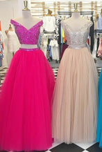 Load image into Gallery viewer, 2024 Off The Shoulder Two-Piece Prom Dresses A Line Tulle Beaded Bodice