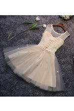 Load image into Gallery viewer, 2024 Homecoming Dresses A Line Scoop Tulle With Handmade Flowers Short/Mini