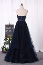 Load image into Gallery viewer, 2022 A Line Sweetheart Beaded Bodice Tulle Floor Length  Prom Dresses