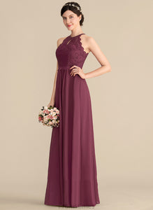 Floor-Length Nola Chiffon Scoop Lace Prom Dresses A-Line
