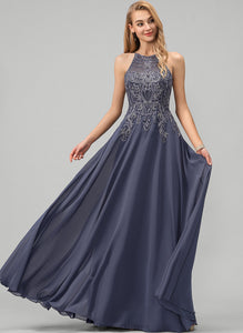 Scoop Anastasia With Prom Dresses Floor-Length Lace A-Line Chiffon Sequins