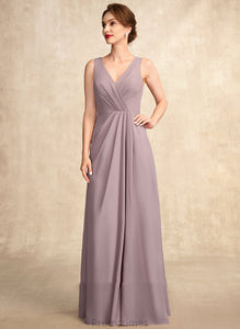 Mother Dress A-Line With the Chiffon Ruffle of Kaiya Floor-Length Bride Mother of the Bride Dresses V-neck