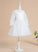 Long Knee-length - Dress Sleeves A-Line Neck Flower High Tulle With Girl Flower Girl Dresses Kassandra Sequins