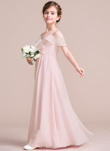 Junior Bridesmaid Dresses With Cascading Chiffon A-Line Ruffles Paola V-neck Floor-Length