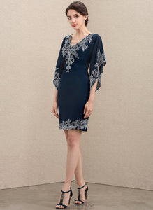 Sheath/Column Knee-Length Bride V-neck of Mother of the Bride Dresses Chiffon Lace Sequins With Lilia Dress Mother the