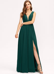 With V-neck Scarlett Pleated Chiffon Prom Dresses A-Line Floor-Length