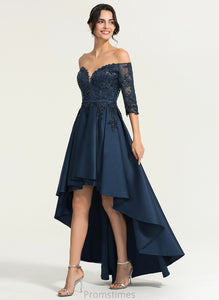 With Asymmetrical Kaitlyn Homecoming Dresses Dress Satin Off-the-Shoulder A-Line Lace Homecoming