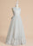 Satin/Tulle Sleeveless Dress With Lace/Bow(s) Neck Rebekah Girl Flower Floor-length Flower Girl Dresses Ball-Gown/Princess Scoop -