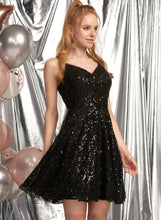 Load image into Gallery viewer, Sequins A-Line Homecoming Dresses Homecoming With V-neck Short/Mini Madelyn Sequined Dress