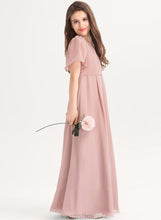 Load image into Gallery viewer, With Chiffon Floor-Length Bow(s) A-Line V-neck Junior Bridesmaid Dresses Paulina