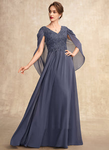 Lace the Bride of Beading Lilith Floor-Length Mother of the Bride Dresses Chiffon Sequins A-Line Dress Mother V-neck With