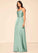 Selina A-Line/Princess Short Sleeves Floor Length V-Neck Natural Waist Bridesmaid Dresses