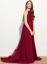 Load image into Gallery viewer, Sweep Kristina Scoop Lace Chiffon A-Line Train Junior Bridesmaid Dresses Neck