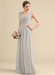Length Ruffle Floor-Length Silhouette A-Line V-neck Fabric Neckline Embellishment Kaiya Bridesmaid Dresses