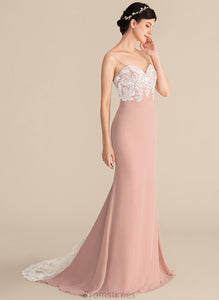 Trumpet/Mermaid Neckline Straps SweepTrain Sweetheart Lace Fabric Silhouette Length Kay Spandex Floor Length Bridesmaid Dresses