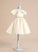 Satin Short Beading/Bow(s) - With Flower Sleeves Flower Girl Dresses Knee-length Girl Laura V-neck Dress Ball-Gown/Princess