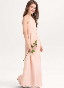 Neck Chiffon A-Line Scoop Junior Bridesmaid Dresses Guadalupe With Floor-Length Ruffle