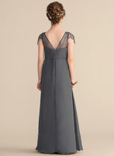 Load image into Gallery viewer, Floor-Length Ruffle V-neck With Beading A-Line Junior Bridesmaid Dresses Chiffon Jaslyn