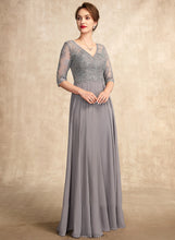 Load image into Gallery viewer, Floor-Length Mother Lace V-neck the Sequins A-Line Bride Mother of the Bride Dresses Dress With of Chiffon Cindy