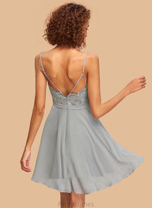 Chiffon Short/Mini Homecoming Lace Homecoming Dresses Tessa V-neck Dress A-Line Beading With