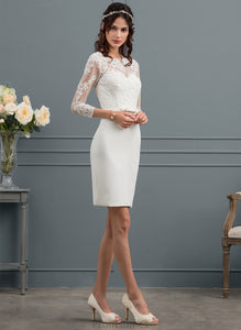 Knee-Length Sequins Kaitlin Wedding Dresses Illusion Dress Lace Wedding With Sheath/Column Bow(s)