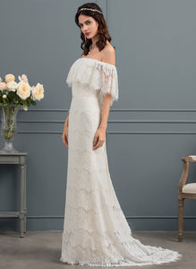 Bow(s) Trumpet/Mermaid Lace Wedding Dresses Dress With Off-the-Shoulder Laila Train Sweep Wedding