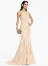 Load image into Gallery viewer, Tulle Scoop Prom Dresses Sequins Lace Trumpet/Mermaid Train Sweep Stephanie With