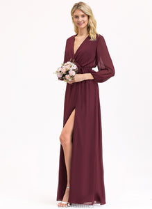 Embellishment Pleated Floor-Length V-neck Neckline Fabric Bow(s) Length Silhouette A-Line Callie Floor Length Bridesmaid Dresses
