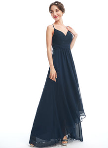 Length Embellishment Asymmetrical V-neck Bow(s) Lace Neckline Silhouette Fabric A-Line Jaden Tea Length Bridesmaid Dresses