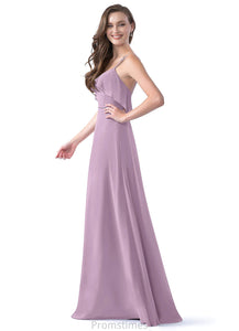 Isabela Floor Length A-Line/Princess Sleeveless Natural Waist Spaghetti Staps Bridesmaid Dresses