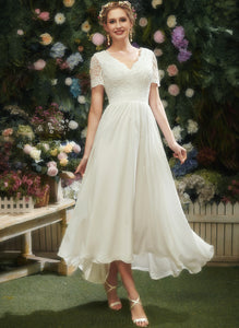 Dress Maisie V-neck Lace Wedding Asymmetrical Chiffon Wedding Dresses A-Line