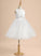 Satin/Tulle Neck A-Line Dress Girl Lace/Flower(s)/Bow(s) Nathaly Scoop Flower Girl Dresses - Flower With Sleeveless Knee-length