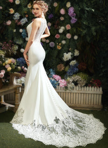 Dress Train Trumpet/Mermaid Chapel Wedding Lace Wedding Dresses Alayna With V-neck