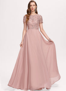 Lace Giselle Scoop Chiffon Prom Dresses A-Line Floor-Length