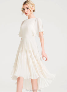 Scoop A-Line Wedding Dresses Abbigail Wedding Pleated Dress Chiffon Asymmetrical With