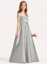 Load image into Gallery viewer, Off-the-Shoulder Junior Bridesmaid Dresses Satin Floor-Length Ball-Gown/Princess Naima