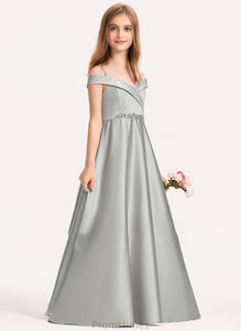 Off-the-Shoulder Junior Bridesmaid Dresses Satin Floor-Length Ball-Gown/Princess Naima