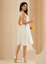 Load image into Gallery viewer, A-Line Lexi Wedding Dresses Chiffon Knee-Length With Dress V-neck Lace Sequins Wedding