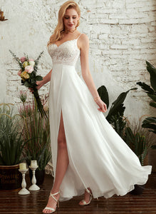 Wedding Paula Chiffon V-neck A-Line Floor-Length Wedding Dresses Lace Dress