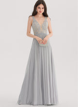 Load image into Gallery viewer, Rhinestone Floor-Length Chiffon Lace Dayanara A-Line With Prom Dresses V-neck