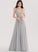Rhinestone Floor-Length Chiffon Lace Dayanara A-Line With Prom Dresses V-neck