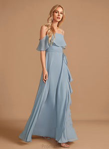 SplitFront A-Line Embellishment Length Neckline Floor-Length Ruffle Silhouette Fabric Off-the-Shoulder Selina Bridesmaid Dresses